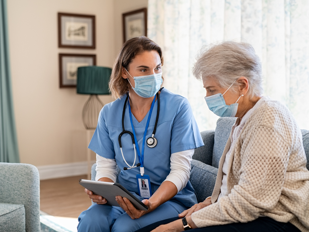 nurse with elderly woman