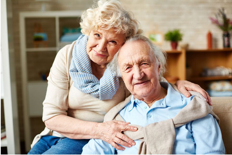 our home care services-mobile happy elderly couple