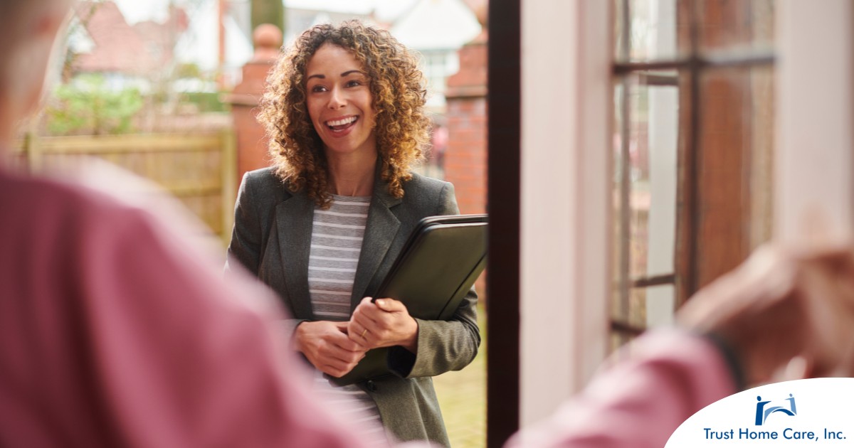 Medical social workers can make a massive difference for others, as represented by this professional visiting an older adult in the comfort of her own home.