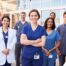 A variety of happy healthcare workers represent the various roles that can come from a career in home health.
