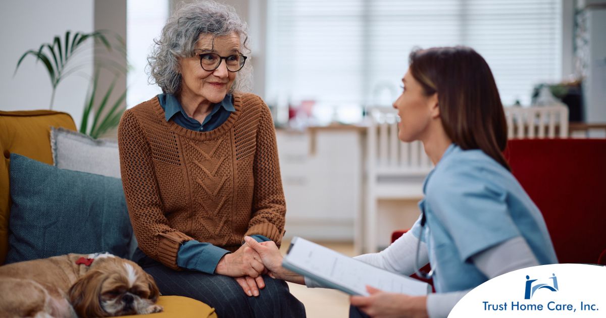 An aide provides home health care support for chronic conditions